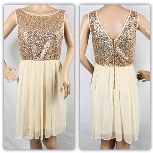 ISSI Women’s Gold Sequin & Cream Dress